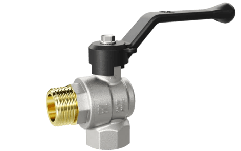 Кран шаровой LD Pride 1/2", ВР-НР, угловой, черн. рычаг, никель