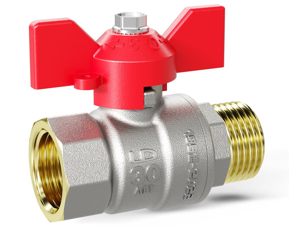 Кран шаровой LD Pride 3/4", ВР-НР, красн. бабочка, никель