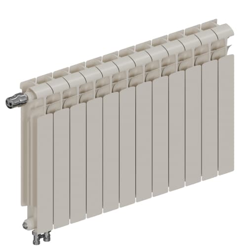 Радиатор биметалл Rifar Ecobuild Ventil 500 12 секций, подкл нижнее левое, RAL 9016 глянцевый