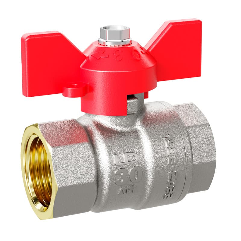 Кран шаровой LD Pride 3/4", ВР, красн. бабочка, никель