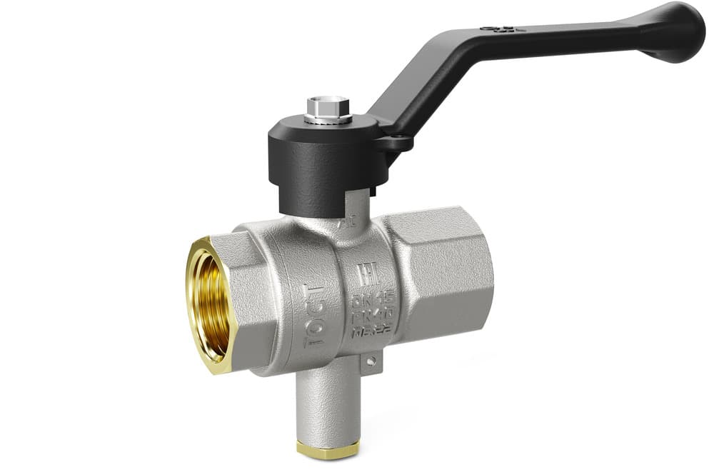 Кран шаровой LD Pride 1/2", ВР, под датчик, черн. рычаг, никель