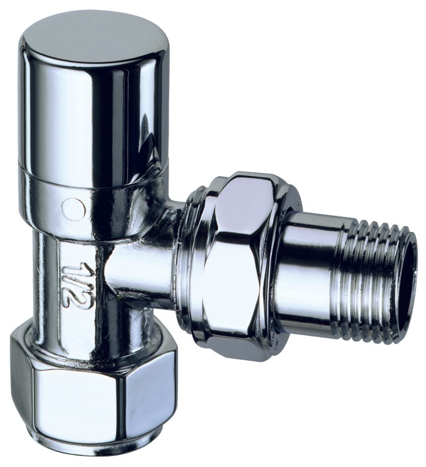 Вентиль запорный угловой 1/2" гайка М24х19 (серебро)