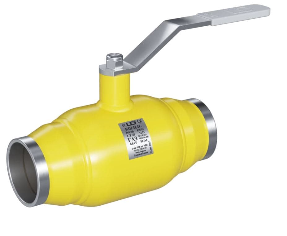 Кран шаровой LD КШЦП DN100, Pn25 приварка, сталь 20, рычаг, для газа