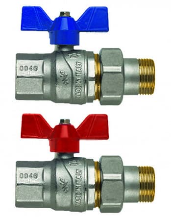 Кран шаровой F.I.V. 1 1/4", ВР-"американка", красн. бабочка, никель