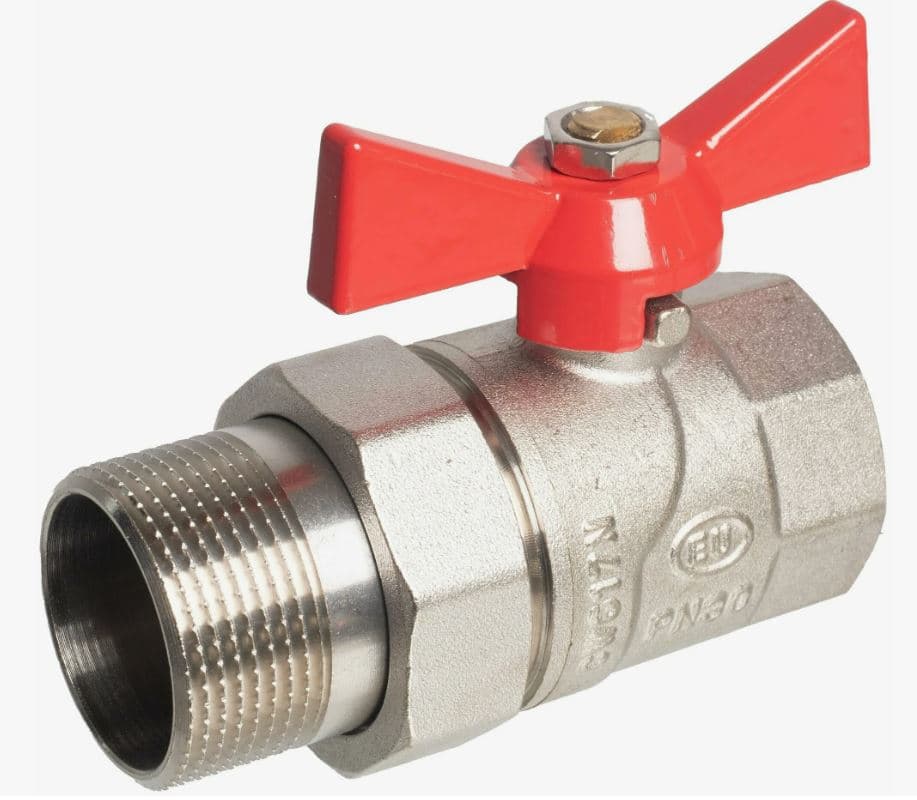 Кран шаровой Euros Grand 3/4", ВР-"американка", красн. бабочка, никель