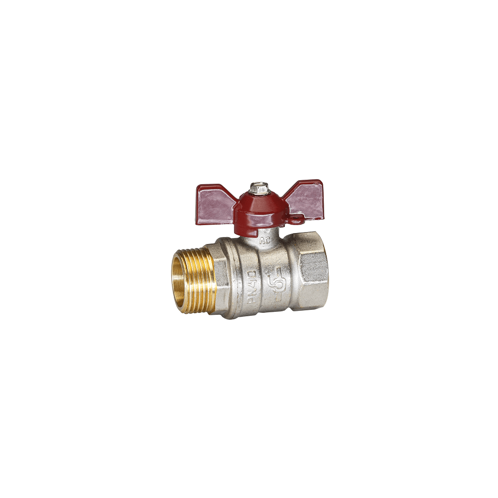 Кран шаровой TEMPER 1 1/4", ВР-"американка", красн. бабочка