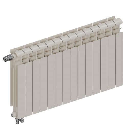 Радиатор биметалл Rifar Ecobuild Ventil 500 14 секций, подкл нижнее левое, RAL 9016 глянцевый
