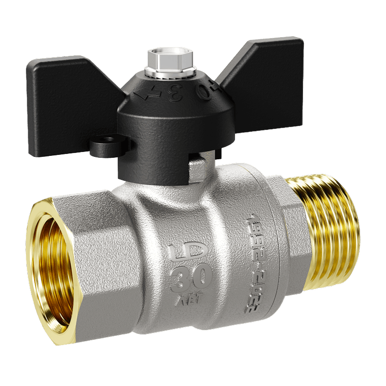 Кран шаровой LD Pride 1/2", ВР-НР, черн. бабочка, никель, с биркой