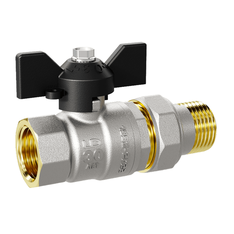 Кран шаровой LD Pride 1", ВР-"американка", черн. бабочка, никель, с биркой