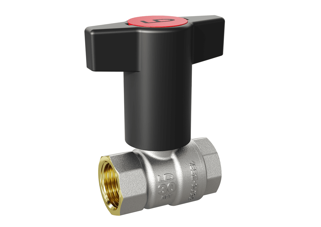 Кран шаровой LD Pride 3/4", ВР, черн. высокая ручка, никель