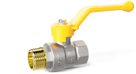 Кран шаровой LD Pride 1 1/2", ВР-НР, желт. рычаг, для газа никель