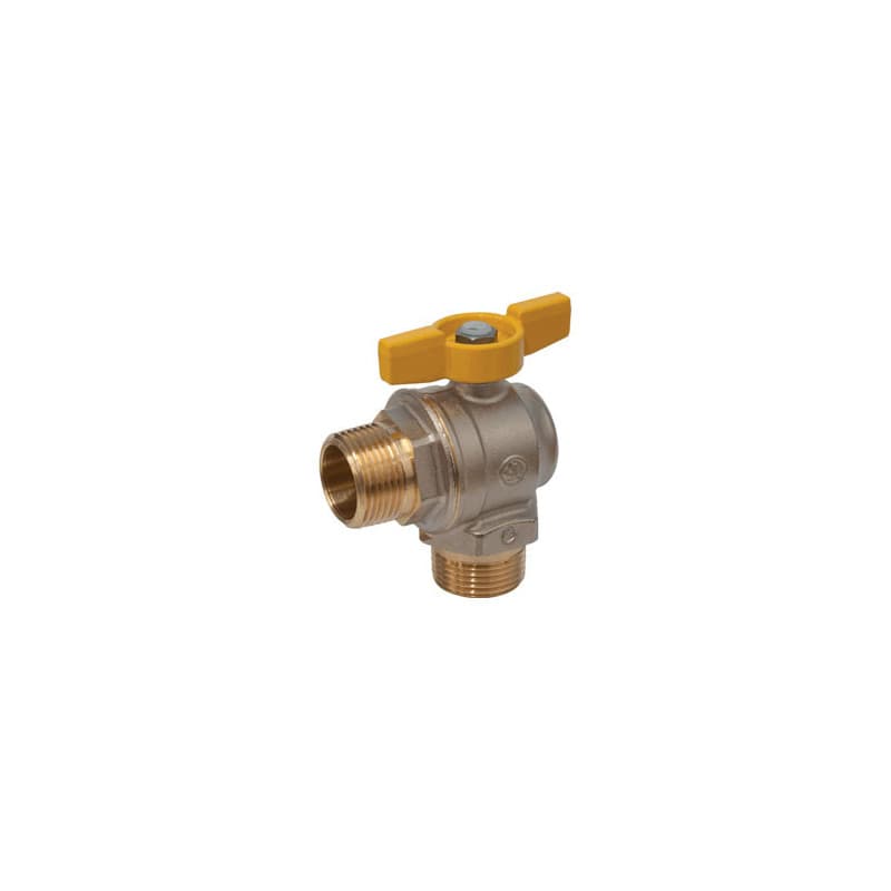 Кран шаровой Giacomini 1/2", НР, угловой, желт. бабочка, для газа, никель