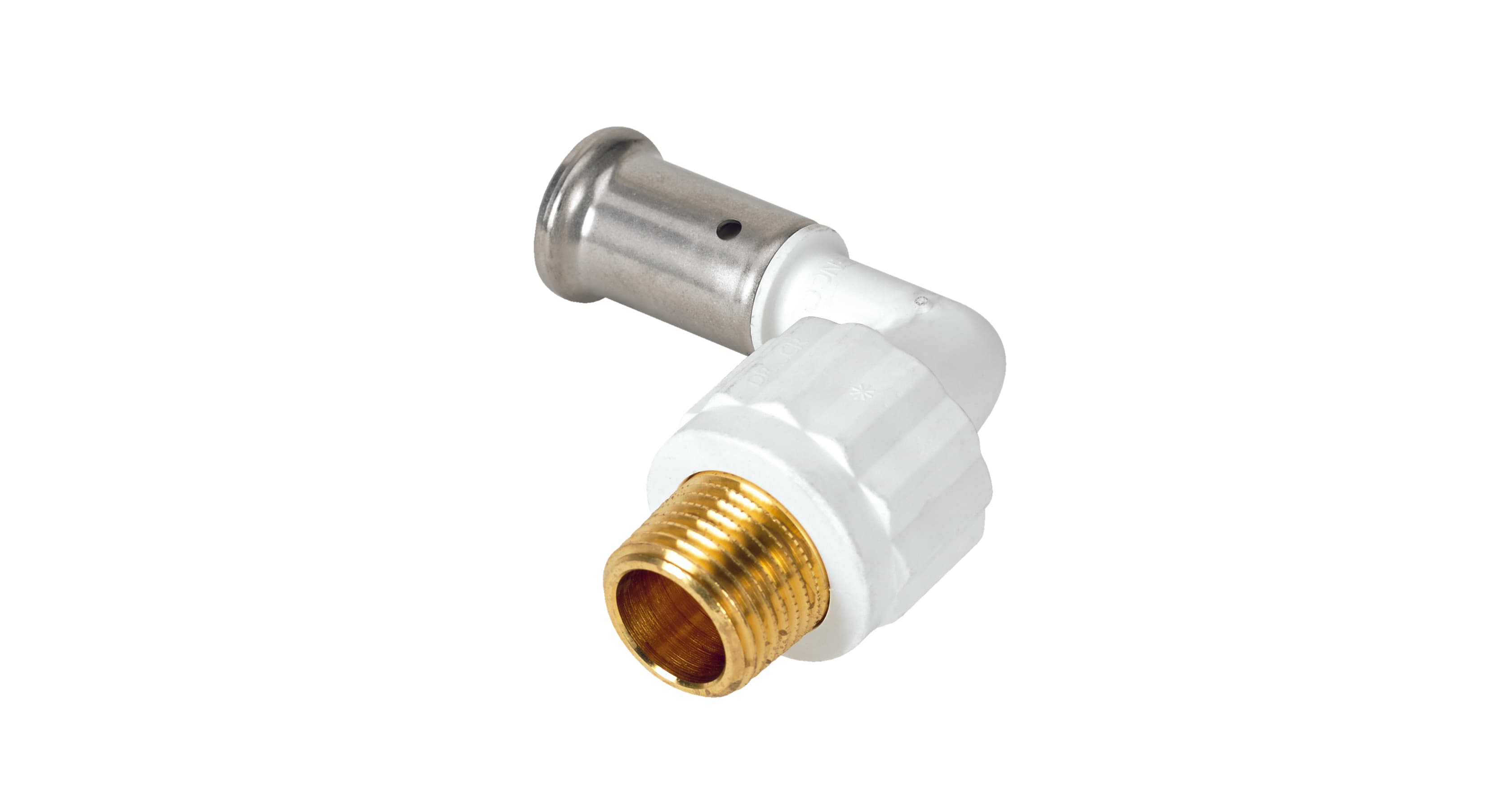 Угольник 90°, НР, ПВДФ пресс, 20х1/2", цвет белый Henco