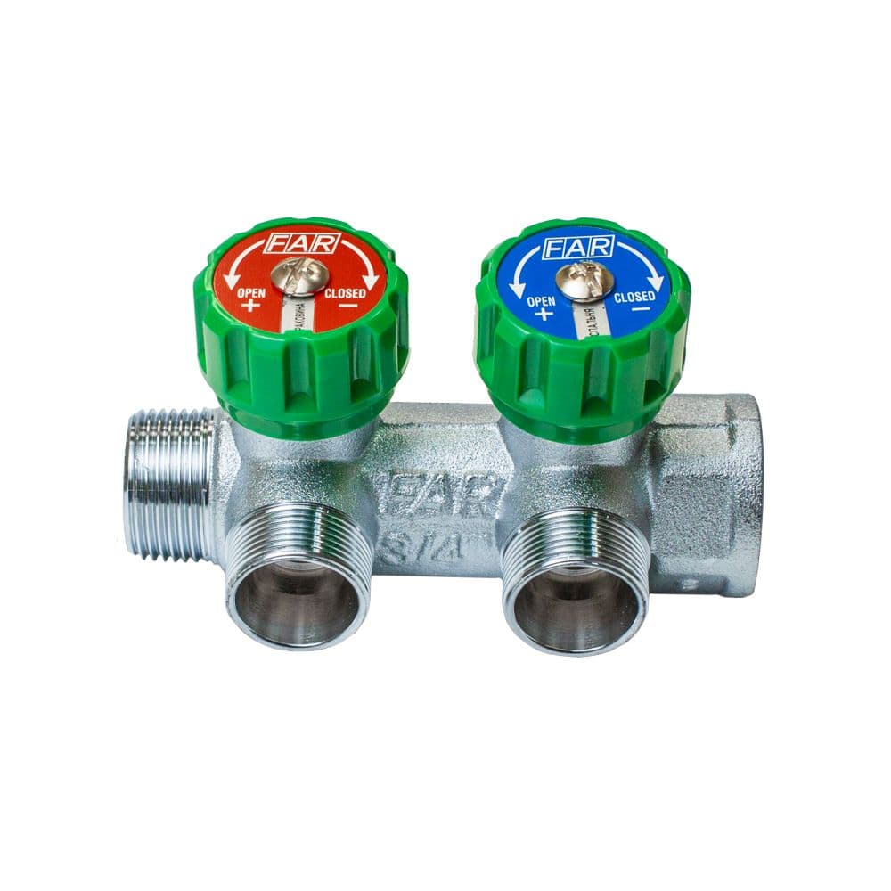 Коллектор регулирующий 3/4", 2 отвода М24х19 FAR