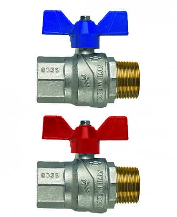 Кран шаровой F.I.V. 1 1/4", ВР-НР, красн. бабочка, никель