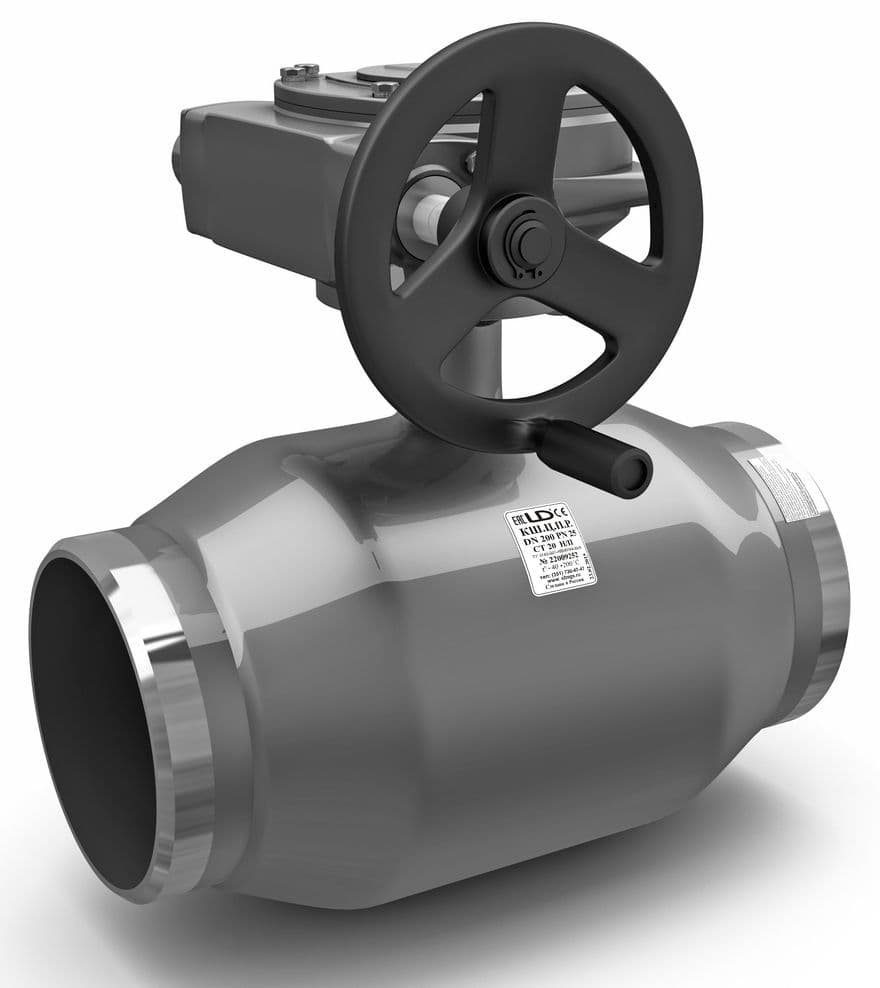 Кран шаровой LD КШЦП DN300/250, Pn25 приварка, сталь 20, с редуктором