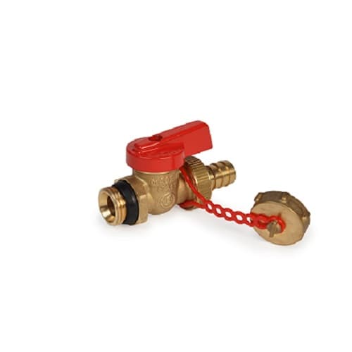 Кран шаровой Giacomini 1/2", НР, выпускной, красн. ручка-флажок
