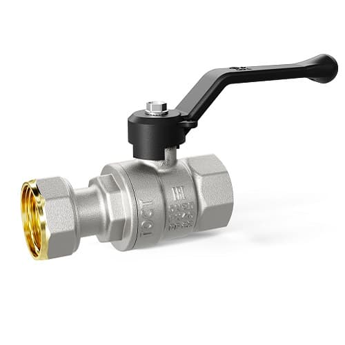 Кран шаровой LD Pride 3/4", ВР-накидная гайка, черн. рычаг, никель