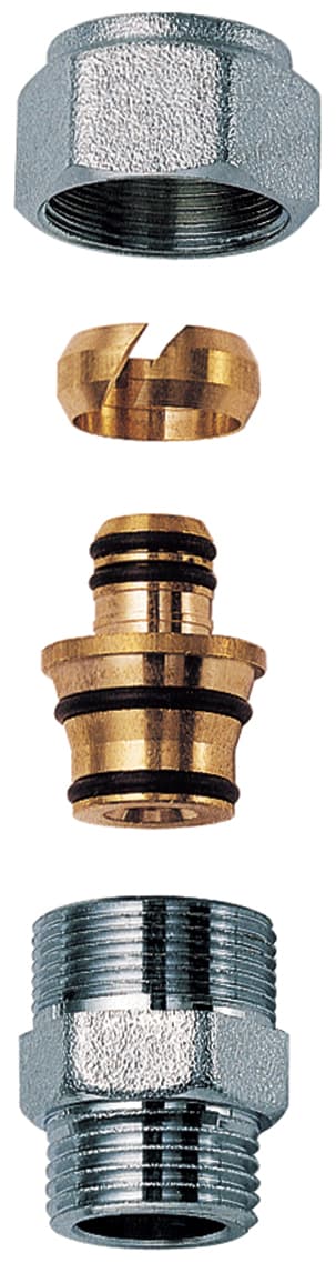 Переходник 1/2", НР - с концовкой для м/п труб и труб PEX, 18х2 FAR