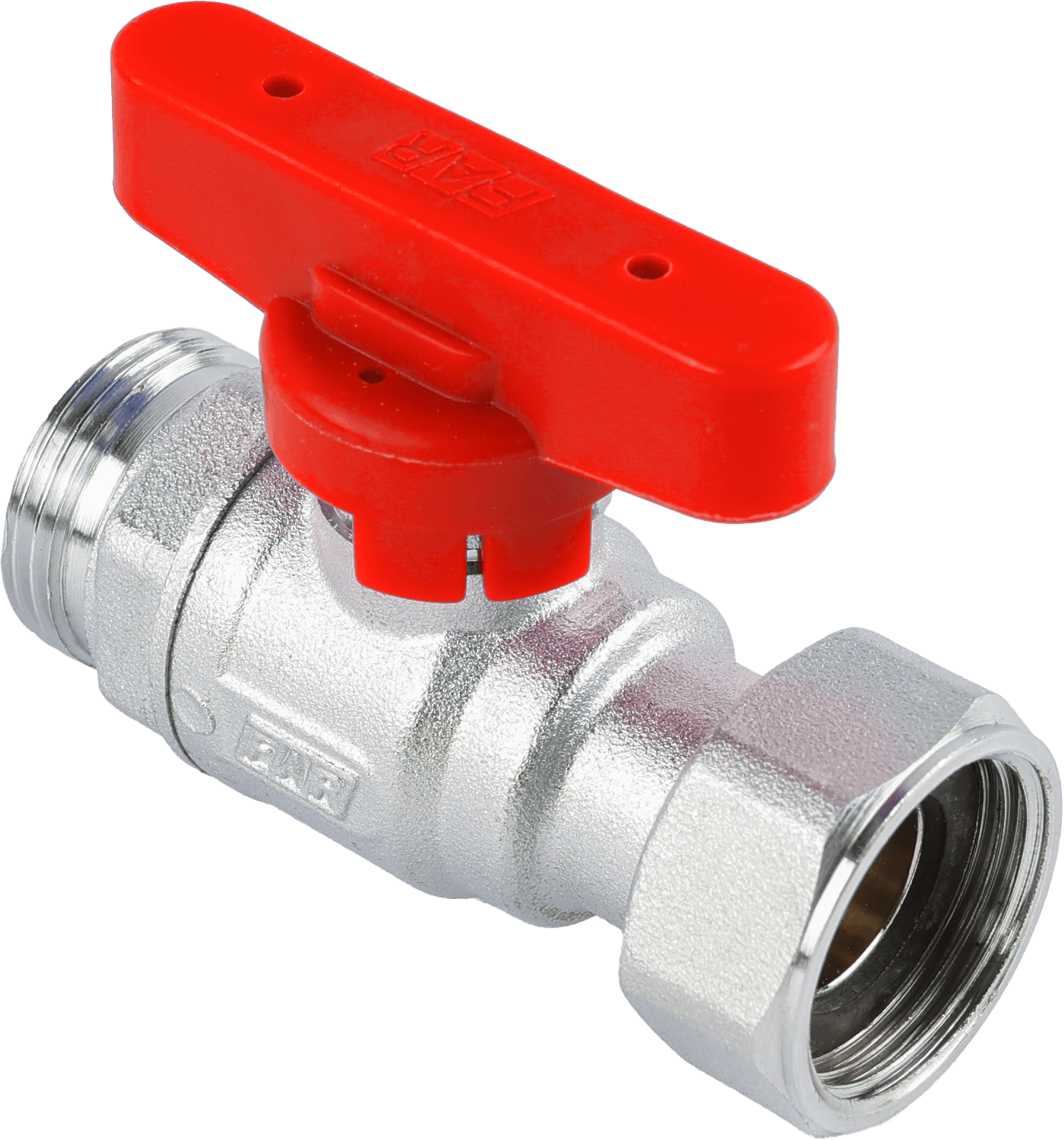 Кран шаровой FAR 3/4", НР-накидная гайка EPDM, красн. бабочка
