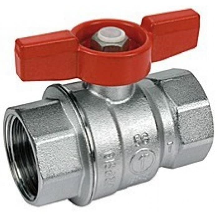 Кран шаровой Giacomini 1/4", ВР, красн. бабочка, хром