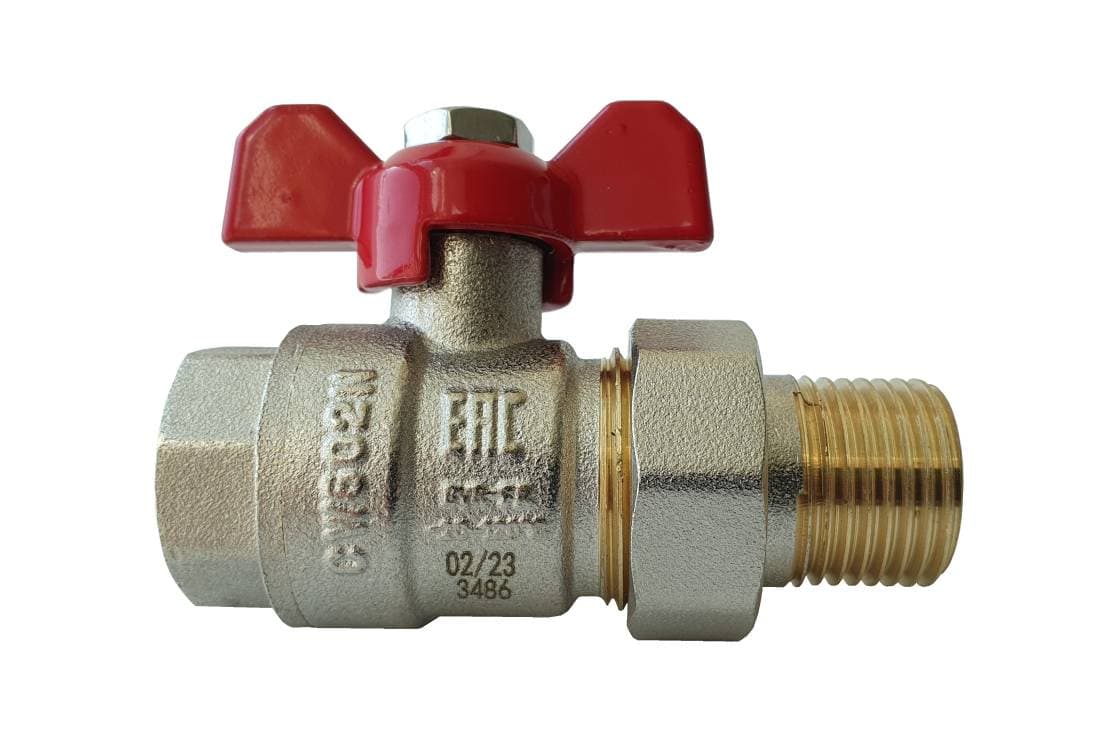 Кран шаровой Ridan BVR-FR 3/4", ВР-"американка", красн. бабочка
