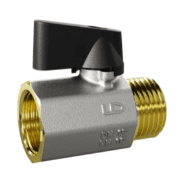 Кран шаровой LD Pride 1/2", ВР-НР, мини для сантех. приборов, черн. ручка-флажок, никель