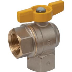 Кран шаровой Giacomini 1", ВР, угловой, желт. бабочка, для газа, никель