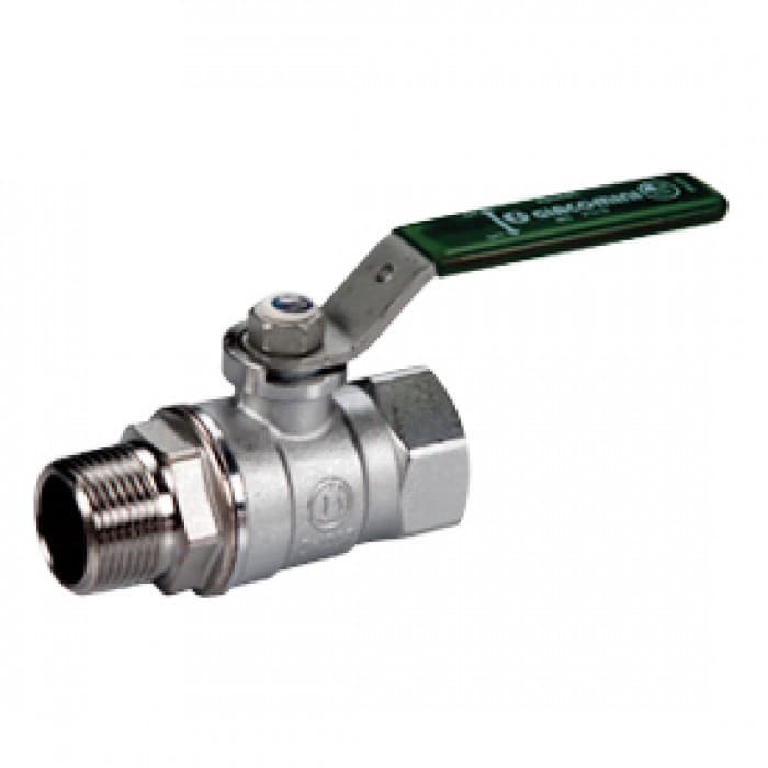 Кран шаровой Giacomini 1 1/4", ВР-НР, зелен. рычаг, хром