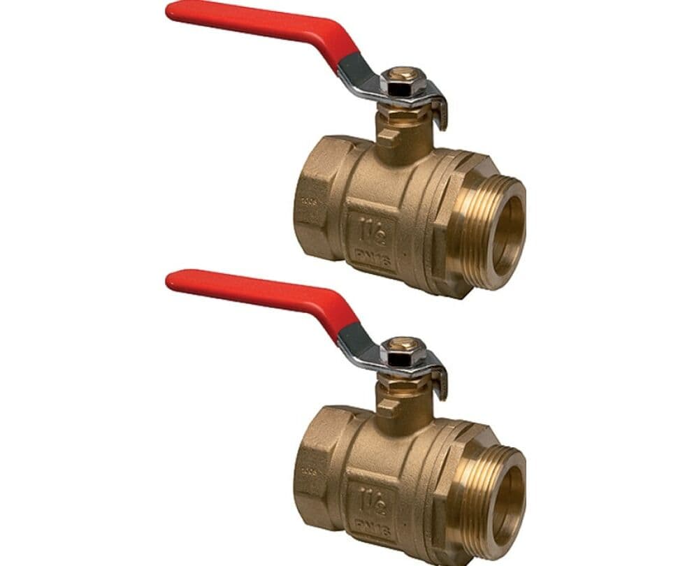Кран шаровой USYSTEMS Magna 1 1/2", ВР-НР, для коллектора, комлект 2 шт., латунь, рычаг