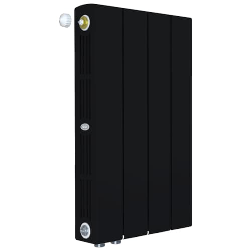 Радиатор биметалл Rifar SUPReMO Ventil 500 4 секции, подкл нижнее правое, черный янтарь матовый