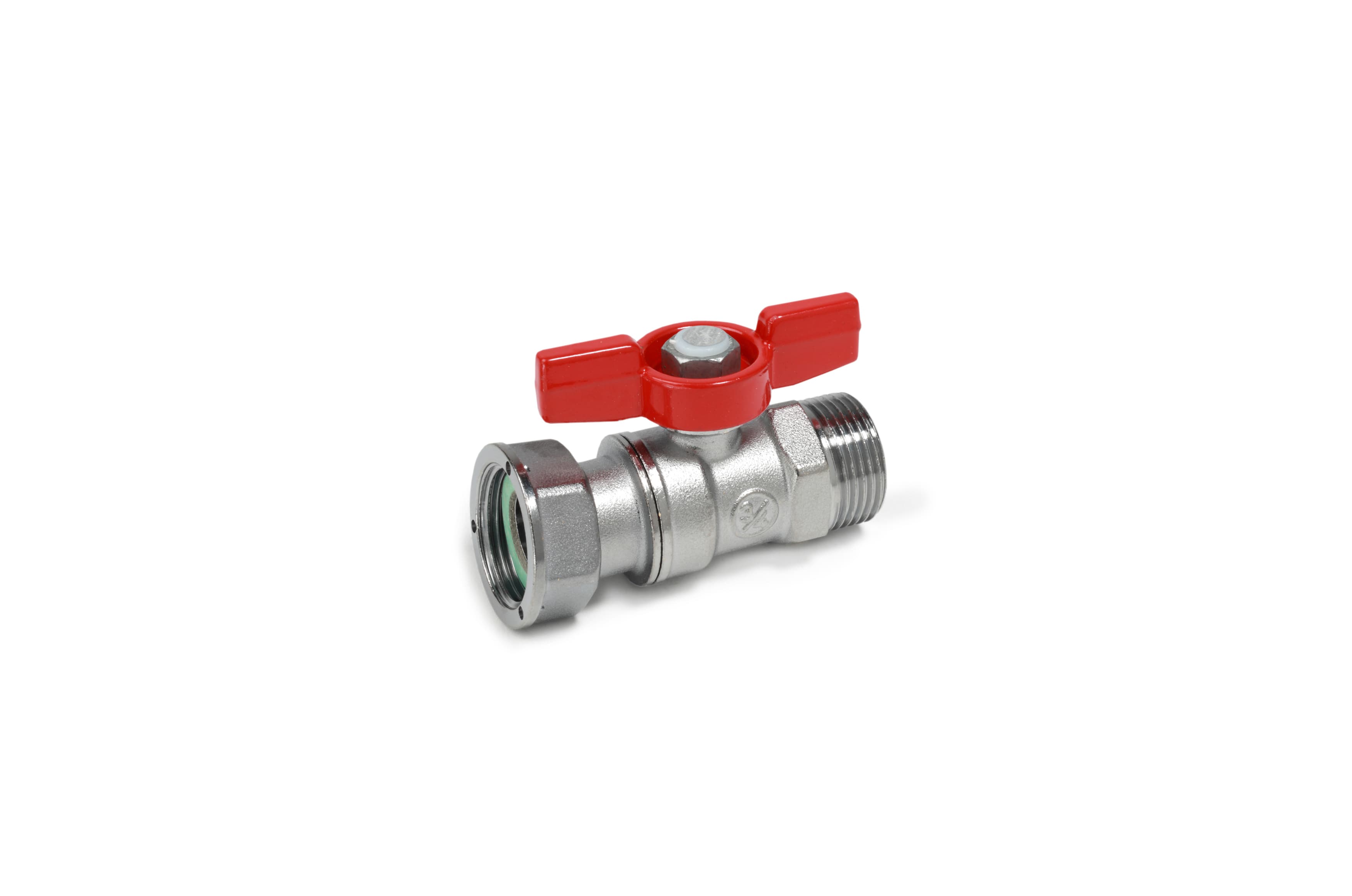 Кран шаровой Giacomini 1/2"-3/4", НР-накидная гайка, для счетчиков, красн. бабочка, хром