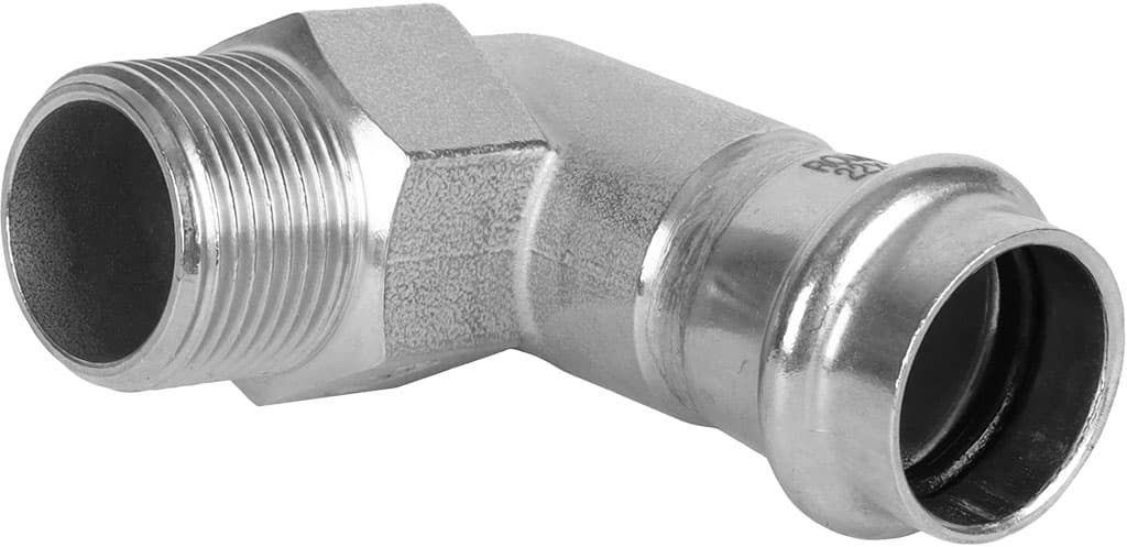 Угольник-пресс НР 35x1", 90°, нержавеющая сталь, Kromwell
