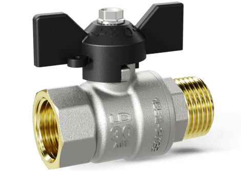 Кран шаровой LD Pride 1 1/4", ВР-НР, черн. бабочка, никель