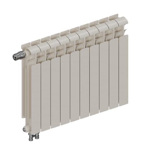 Радиатор биметалл Rifar Ecobuild Ventil 500 10 секций, подкл нижнее левое, RAL 9016 глянцевый