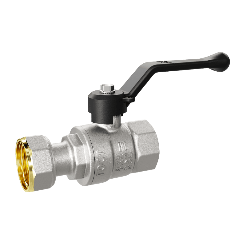 Кран шаровой LD Pride 1/2", ВР-накидная гайка, черн. рычаг, никель