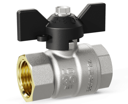 Кран шаровой LD Pride 1 1/4", ВР, черн. бабочка, никель