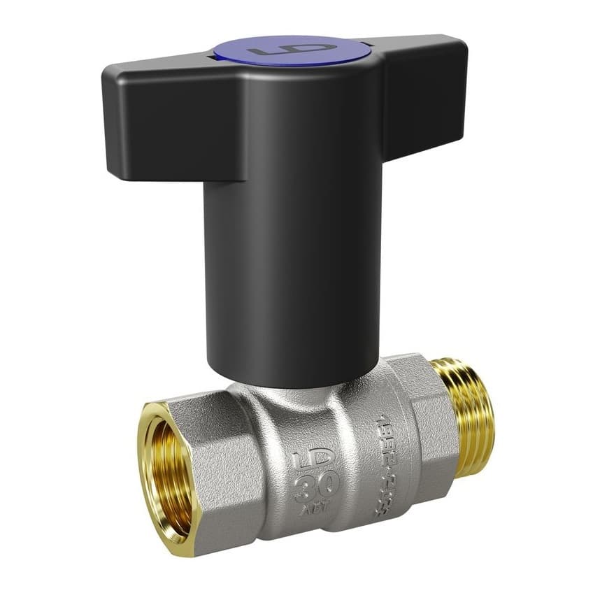 Кран шаровой LD Pride 1/2", ВР-НР, черн. высокая ручка, никель