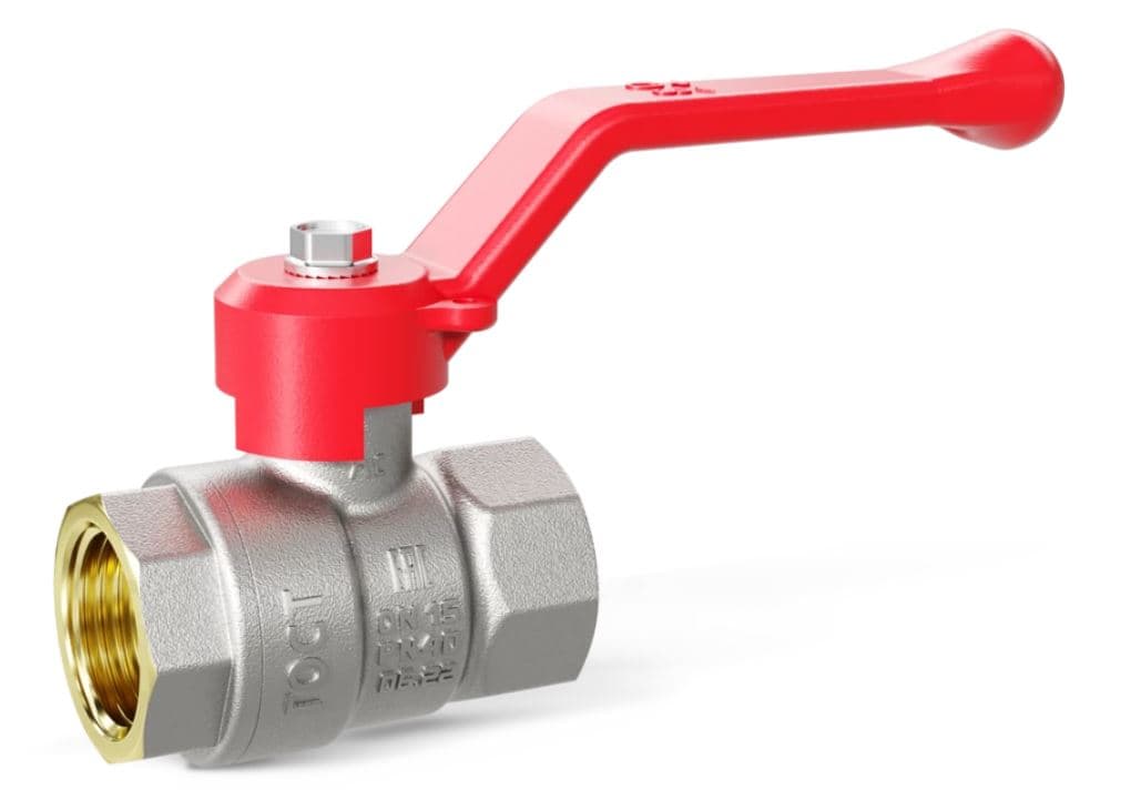 Кран шаровой LD Pride 1/2", ВР, красн. рычаг, никель