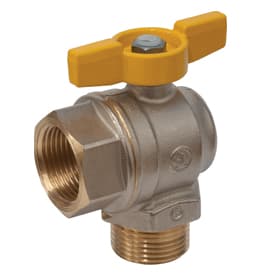 Кран шаровой Giacomini 1", ВР-НР, угловой, желт. бабочка, для газа, никель