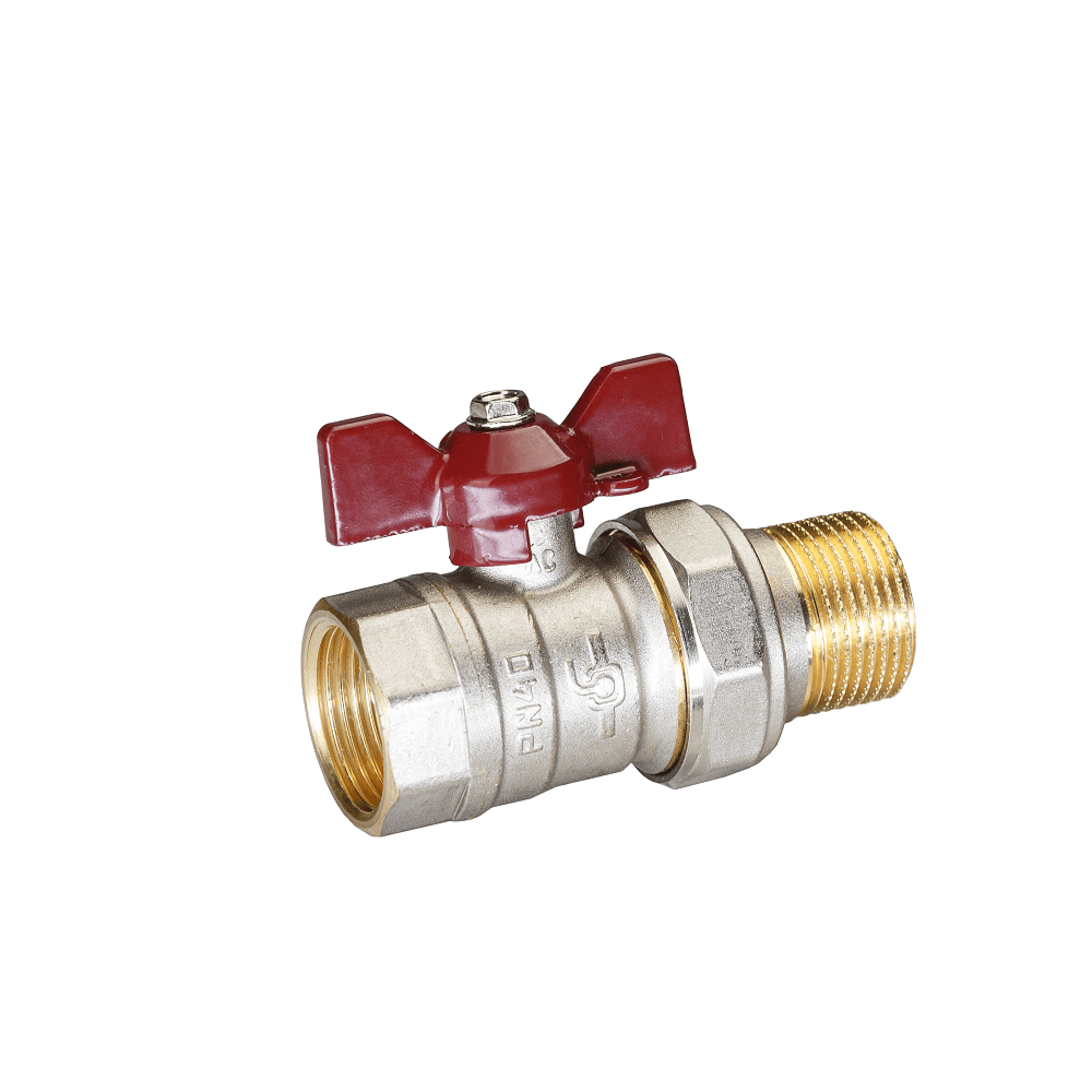 Кран шаровой TEMPER 1 1/4", ВР-"американка", красн. бабочка