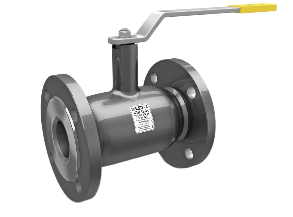 Кран шаровой LD КШЦФ DN20, Pn40 фланец, сталь 20, рычаг, для воды