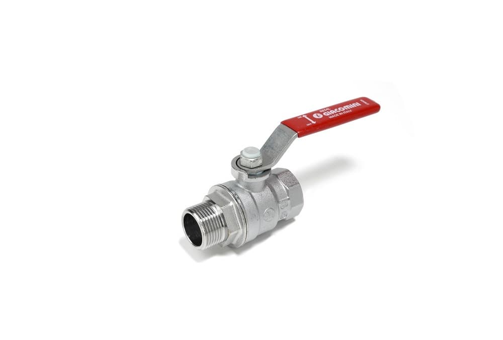 Кран шаровой Giacomini 1/2", ВР-НР, красн. рычаг, хром