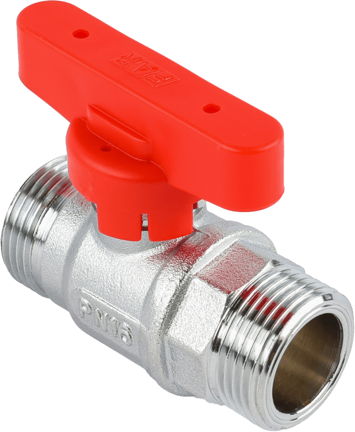 Кран шаровой FAR 3/4", НР, красн. бабочка, хром